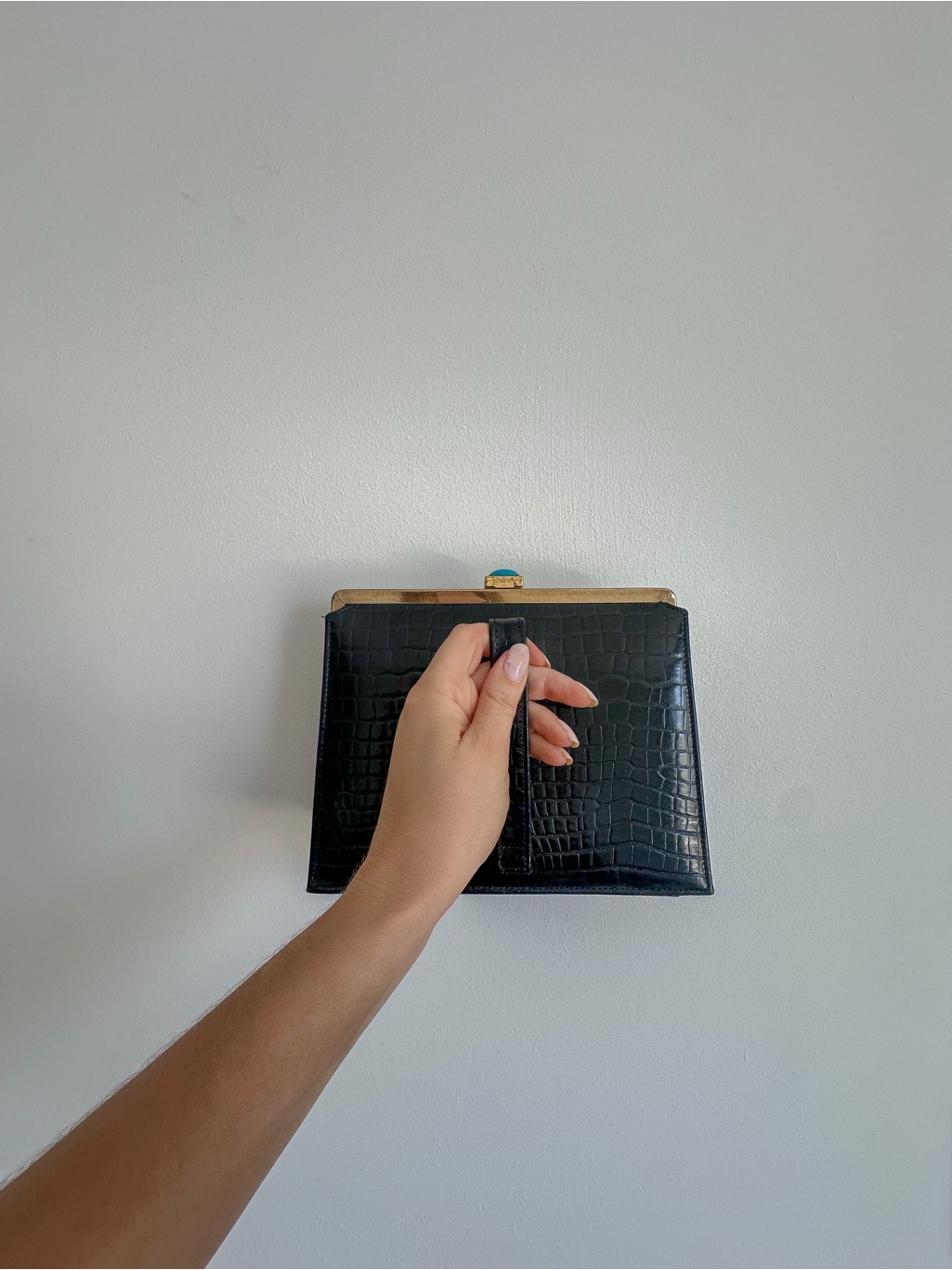 Croc Embossed Leather Bag